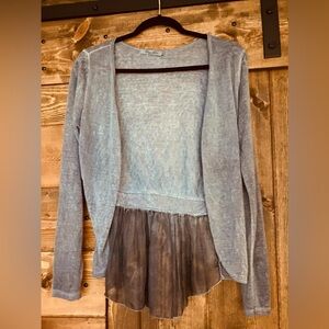 Adorable Gray Shrug by Elena Baldi With sheer ruffle detail ! Size Medium